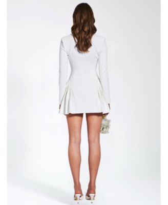 Women's Delia White Blazer Dress with Pleated Detail