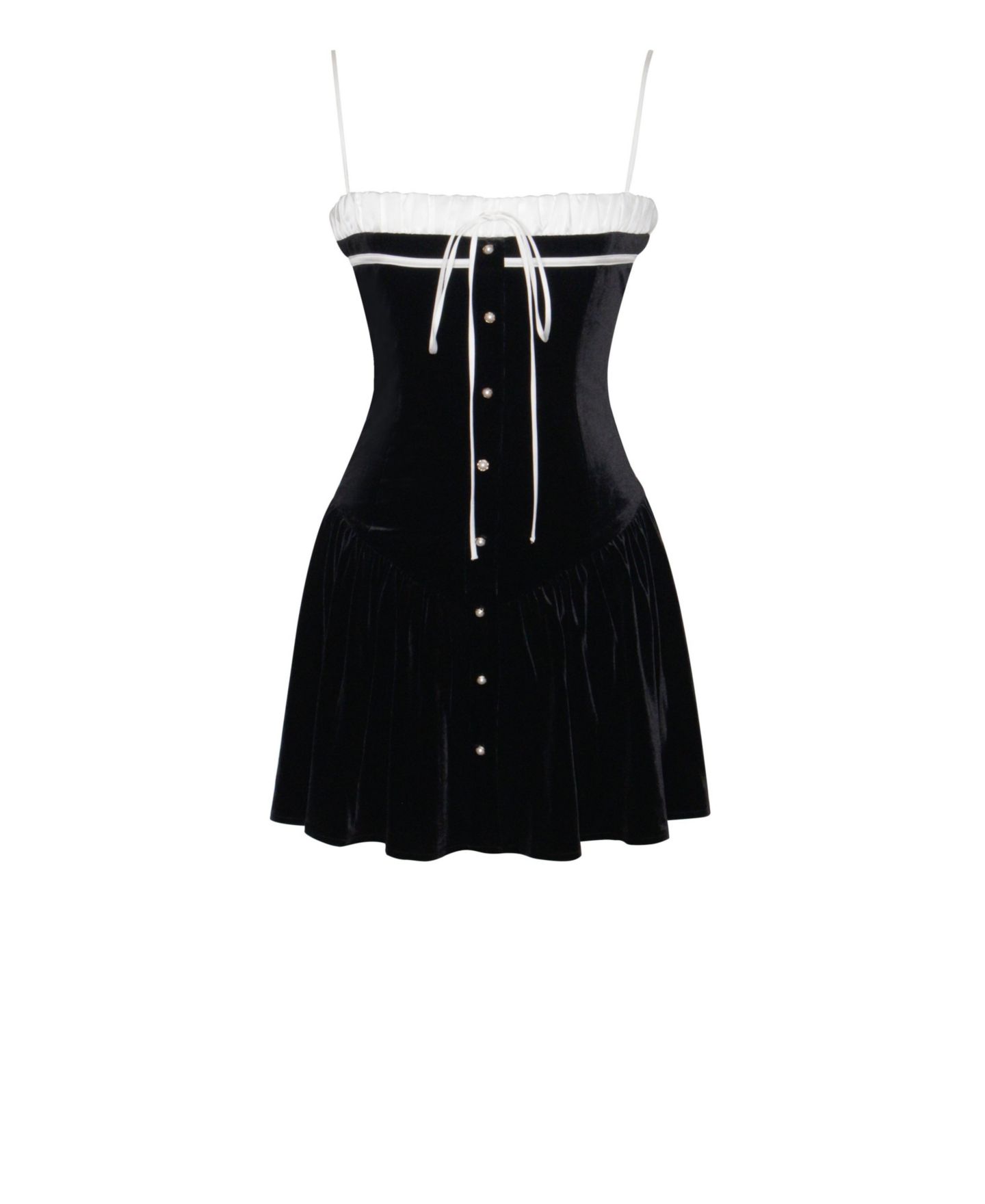 Женское платье Miss Circle Women Olya Black and White Velvet A-Line Corset Mini, цвет: Чёрный / Белый, вариант 1 — фото 10