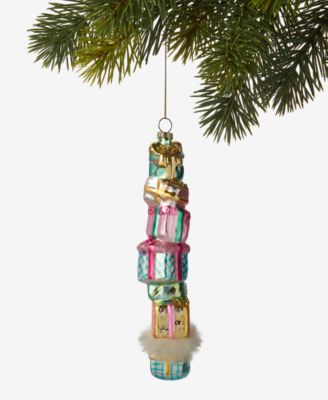 Holiday Lane - Pastel Shine Rainbow Gift Box Stack Ornament