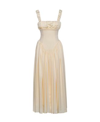 Women's Noreen Egg White Satin Drop Waist Maxi Sundress
