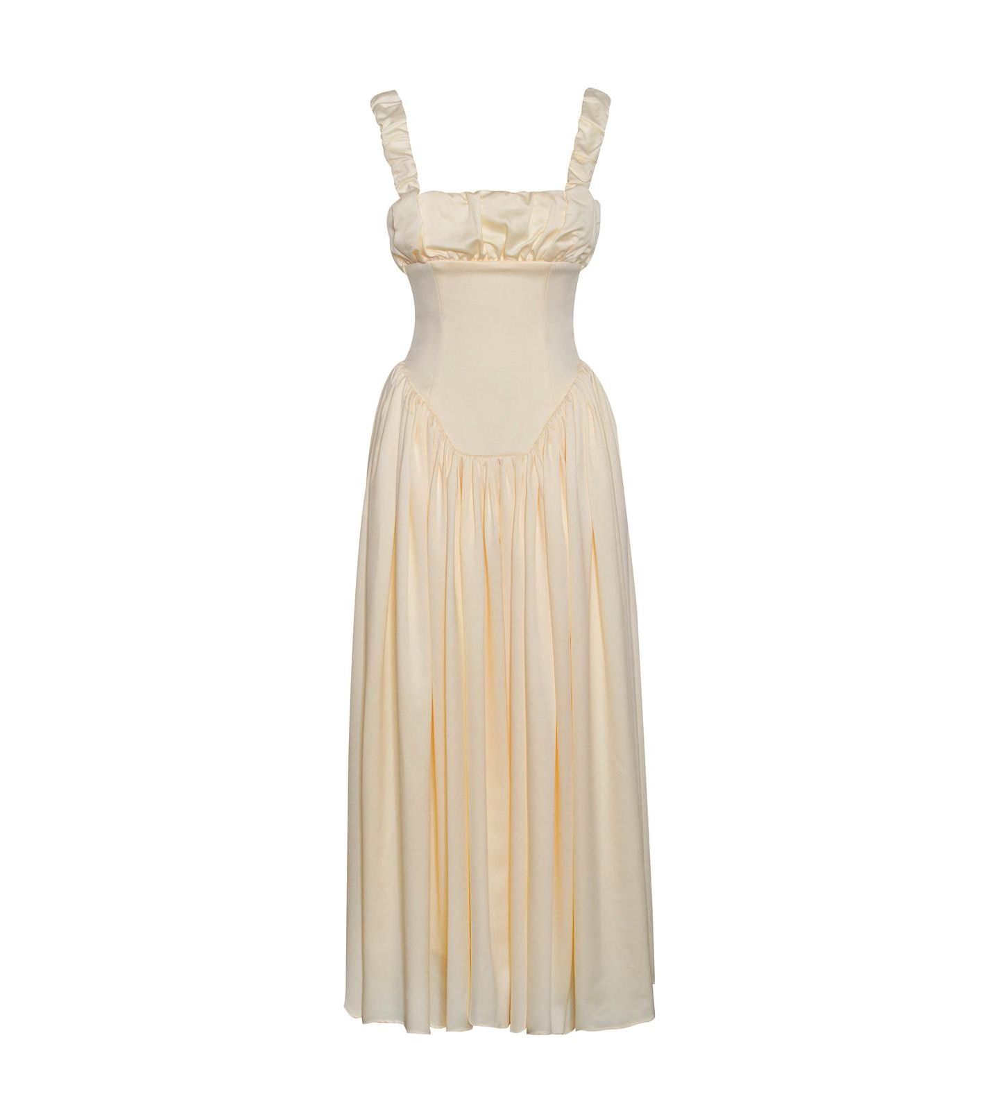 Женское платье Miss Circle Noreen Egg White Satin Drop Waist Maxi Sundress, цвет: Белый — фото 9