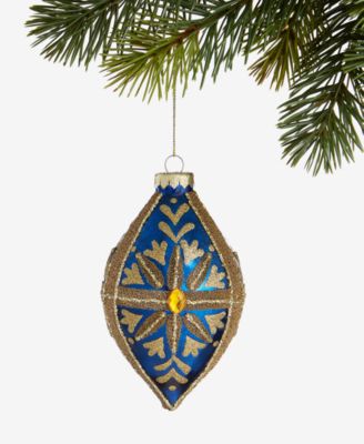 Holiday Lane - Blessed Glass Blue and Gold Drop Ornament