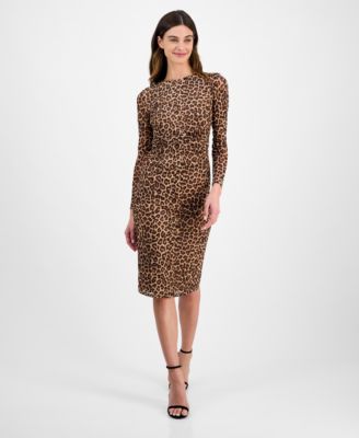 Anne Klein - Women's Printed Long-Sleeve Sheath Dress