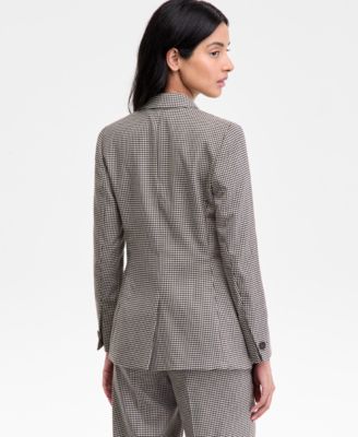 Women's Single-Button Houndstooth-Print Blazer