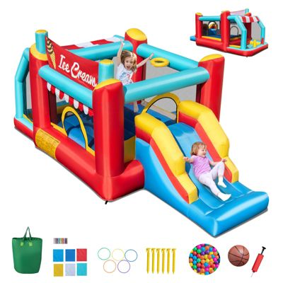 5-in-1 Ice Inflatable Bounce House with Ball Pit and Slide without Blower