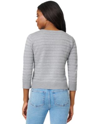 Petite Textured-Stripe Cardigan Sweater