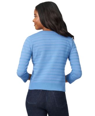 Petite Textured-Stripe Cardigan Sweater