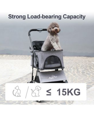 DetBINGOPAW 3 in 1 Dog Stroller with Detachable Carrier 4 Wheels Pet Travel Strolling Cart