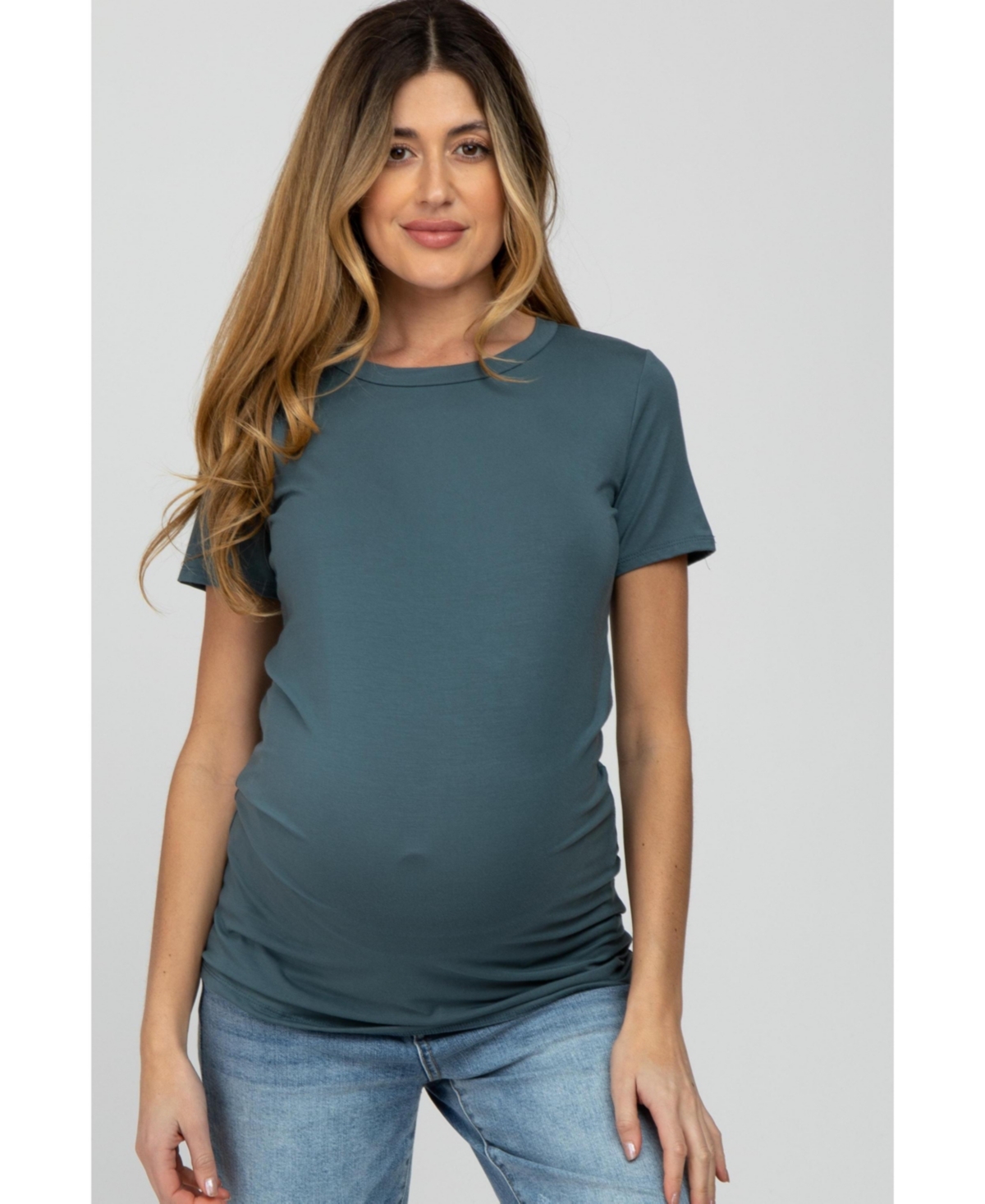 Maternity Blue Basic Short Sleeve Top - Blue