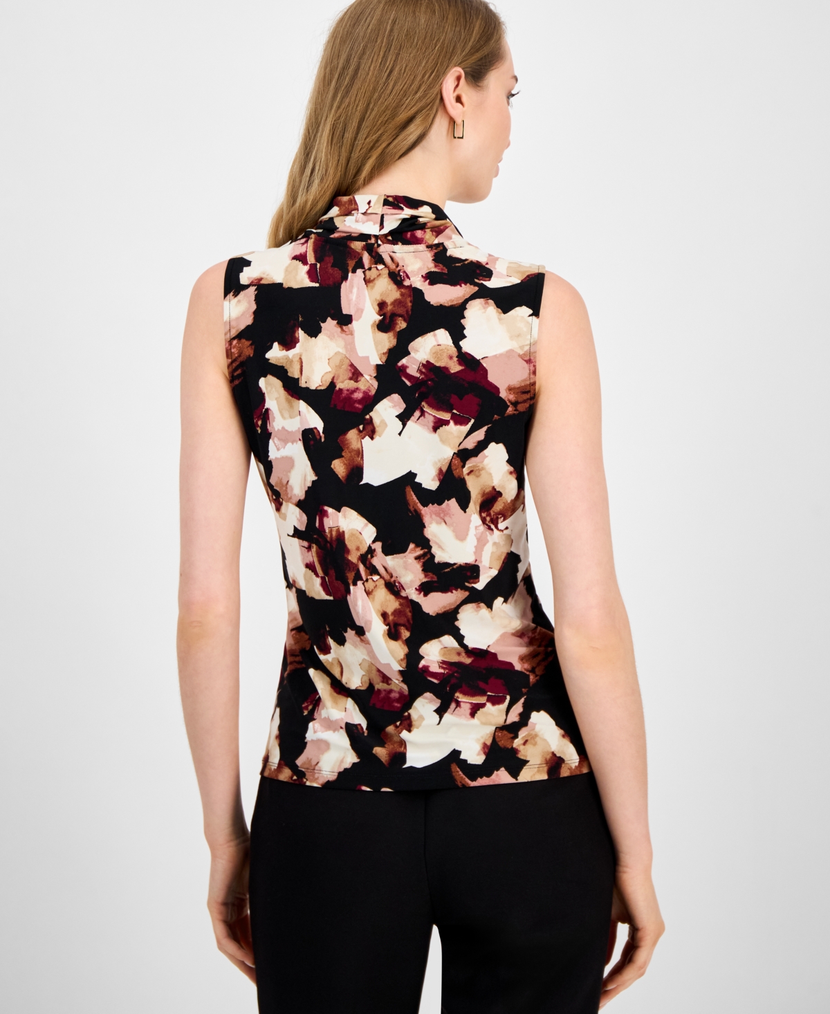 Anne Klein Printed Top In Black