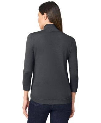 Petite Mock Neck Asymmetric-Zip Sweater