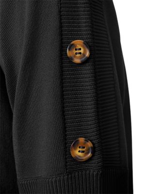 Petite Button-Trim Dolman-Sleeve Sweater