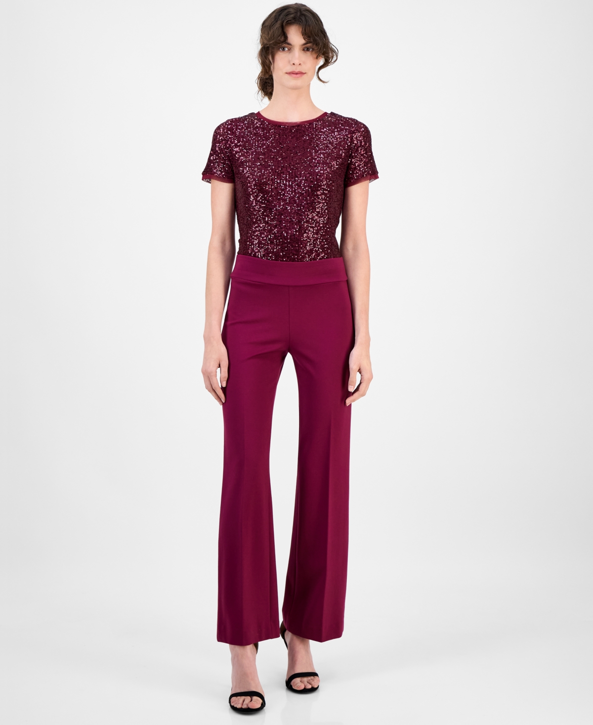 Petite Wide-Leg Compression Pants - Chianti