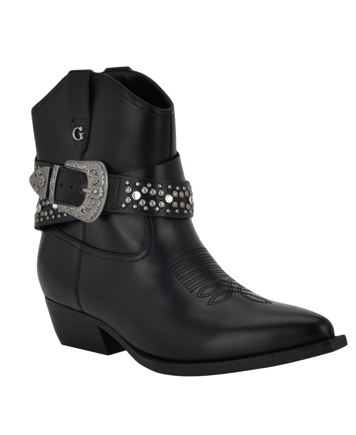 Guess Women's Lansly Embellished Buckle Western Booties