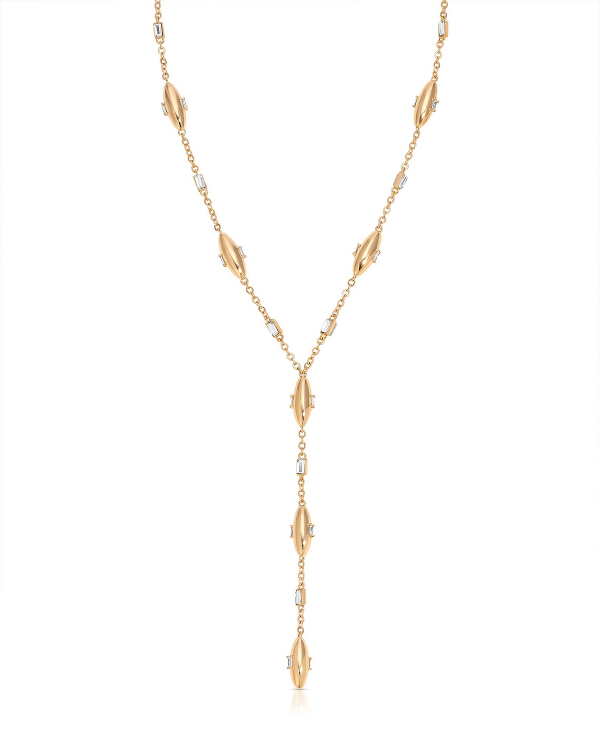 Oval Dome Lariat Necklace - Gold
