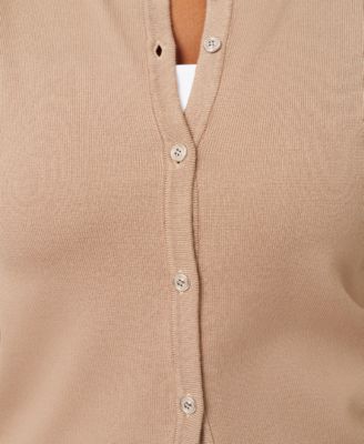 Petite Crewneck 3/4-Sleeve Cardigan Sweater