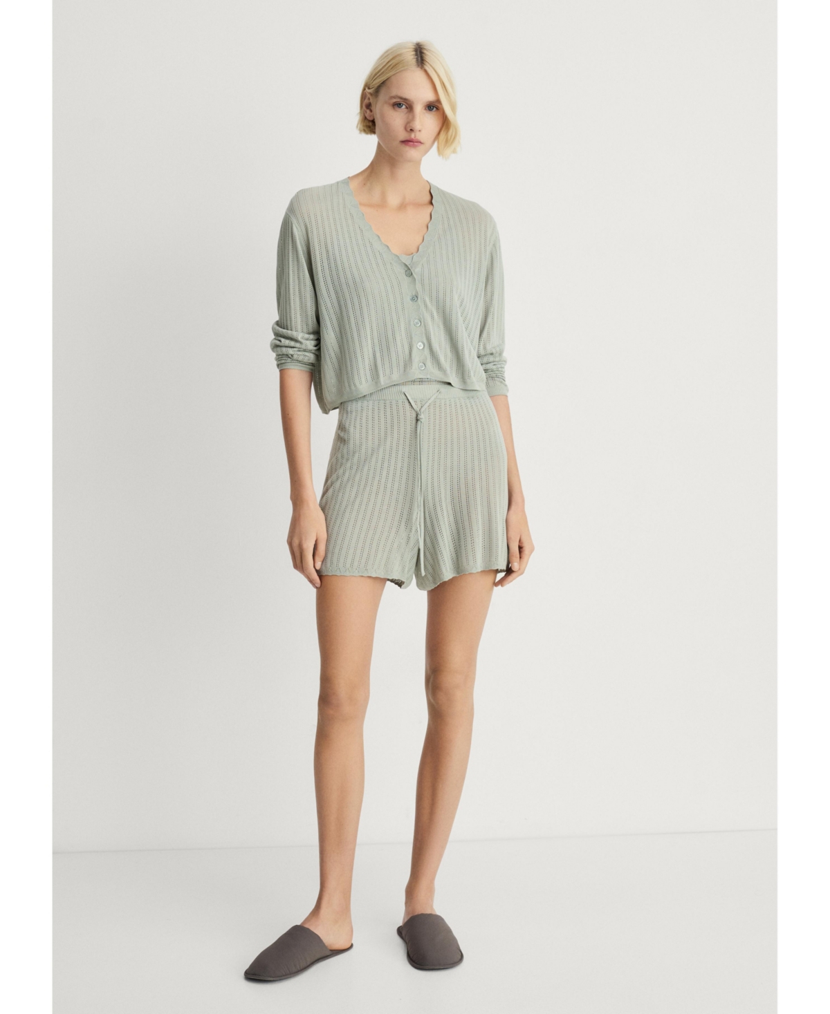 Mango Pointelle Pajama Cardigan