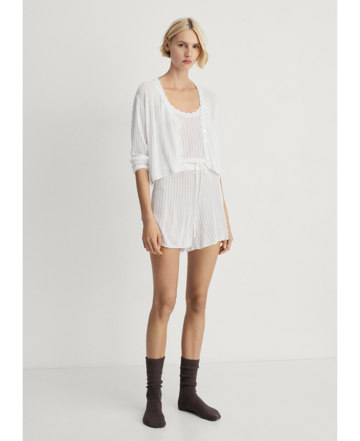 Mango Women's Openwork Detail Pajama Cardigan