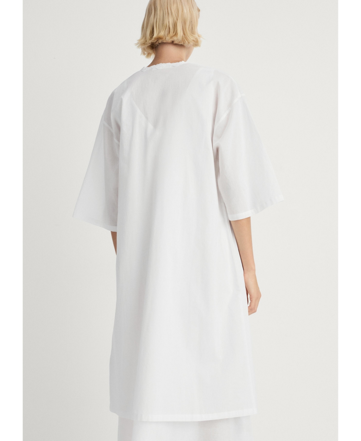 Mango Women's Lace Detail Cotton Robe In White