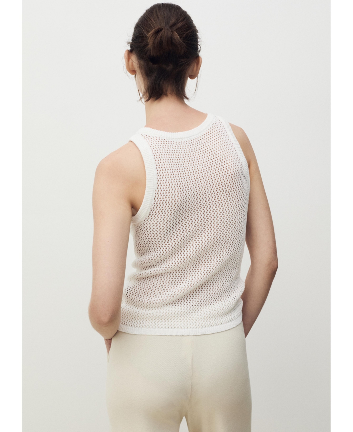 Mango Crochet Tank In White