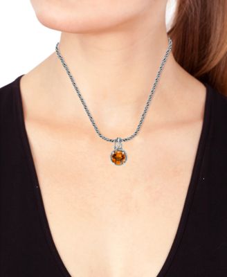 EFFY&reg; Citrine Solitaire 18" Pendant Necklace (3-1/2 ct. t.w.) in Sterling Silver
