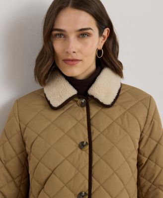 Women's Faux-Fur-Collar Quilted Jacket
