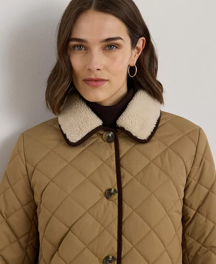 Women's Faux-Fur-Collar Quilted Jacket - thumbnail 4