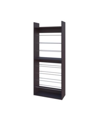 Oak Springs Tall Open Shoe Rack with Metal Rails and Multi-Tier Shelves, Wengue