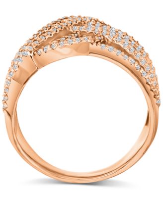 Cubic Zirconia Braid Style Statement Ring in 14k Rose Gold Sterling Silver