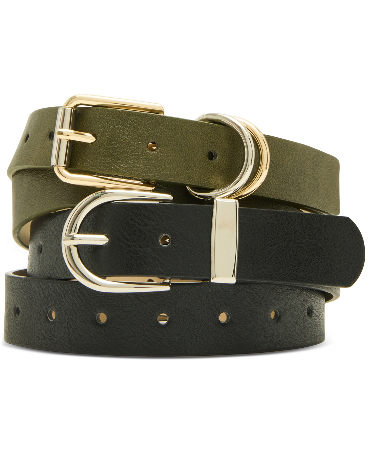 Steve Madden Classic Round Buckle & Roller-buckle Belts, Set Of 2 In Multi