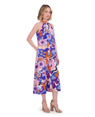 Women's Printed Halter Midi Dress