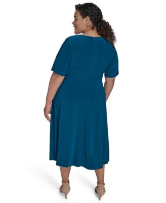 Plus Size V-Neck Jersey Midi Dress