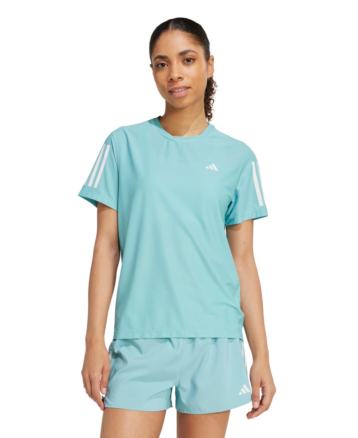 Adidas Originals Women's Own The Run Short-sleeve Running Tee In Green