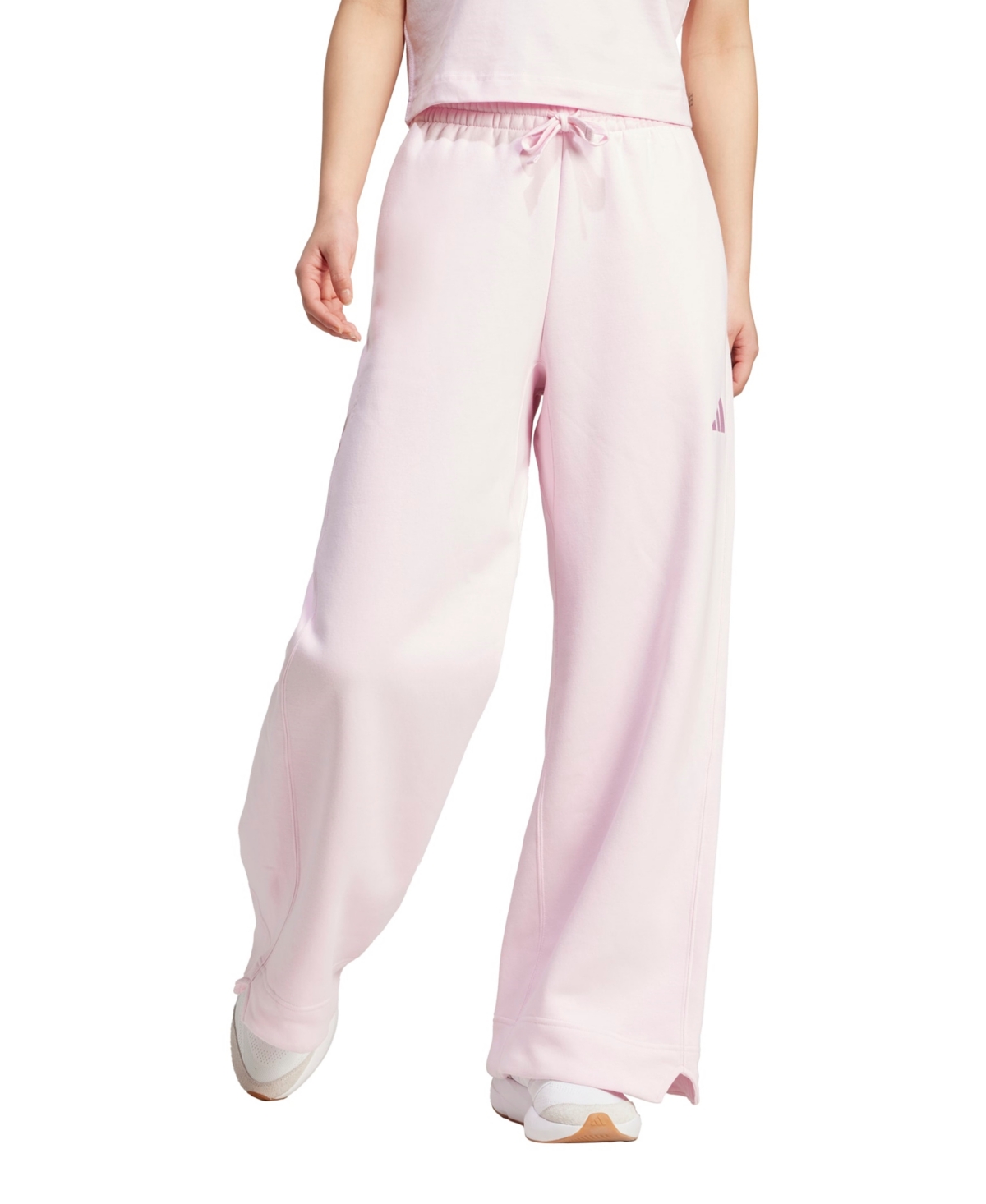 Adidas Originals Women's All Szn Fleece Loose Wide-leg Pants In Pink