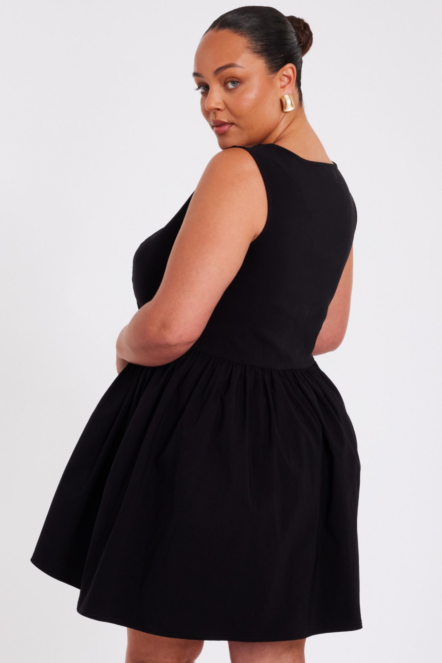 Женское платье QUIZ Plus Size Square Neck Mini, цвет: Чёрный — фото 4