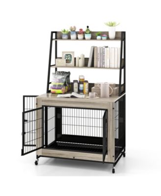 Industrial Dog Kennel Dog Crate Furniture with Storage Shelves