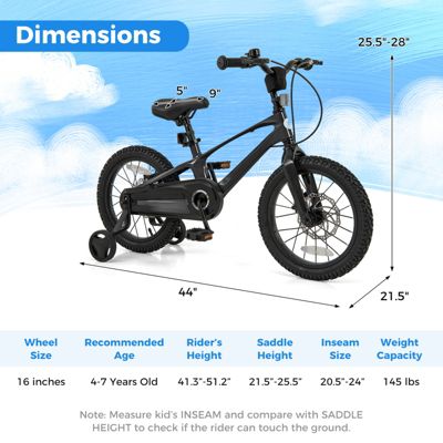 Kids Bike Lightweight with 2 Removable Training Wheels for Aged 4-7