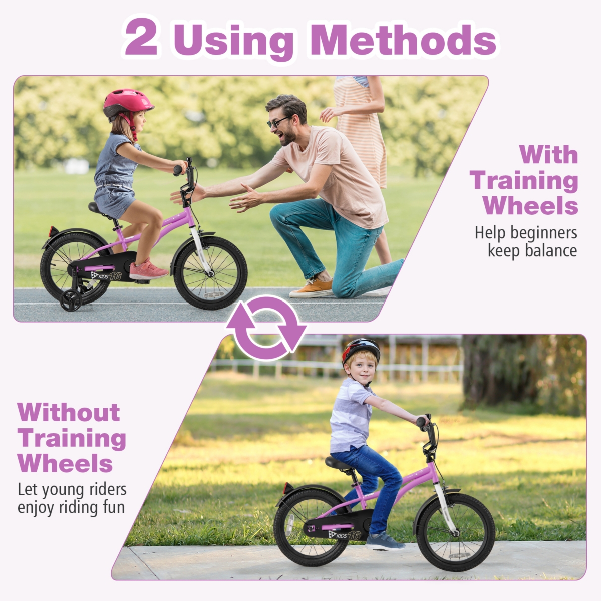 Kids Bicycle with Dual Brakes Training Wheels for Beginner Riders