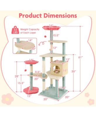 Multi-Level Aesthetic Floral Kitten Tower with Flower-Shaped Padded Perch