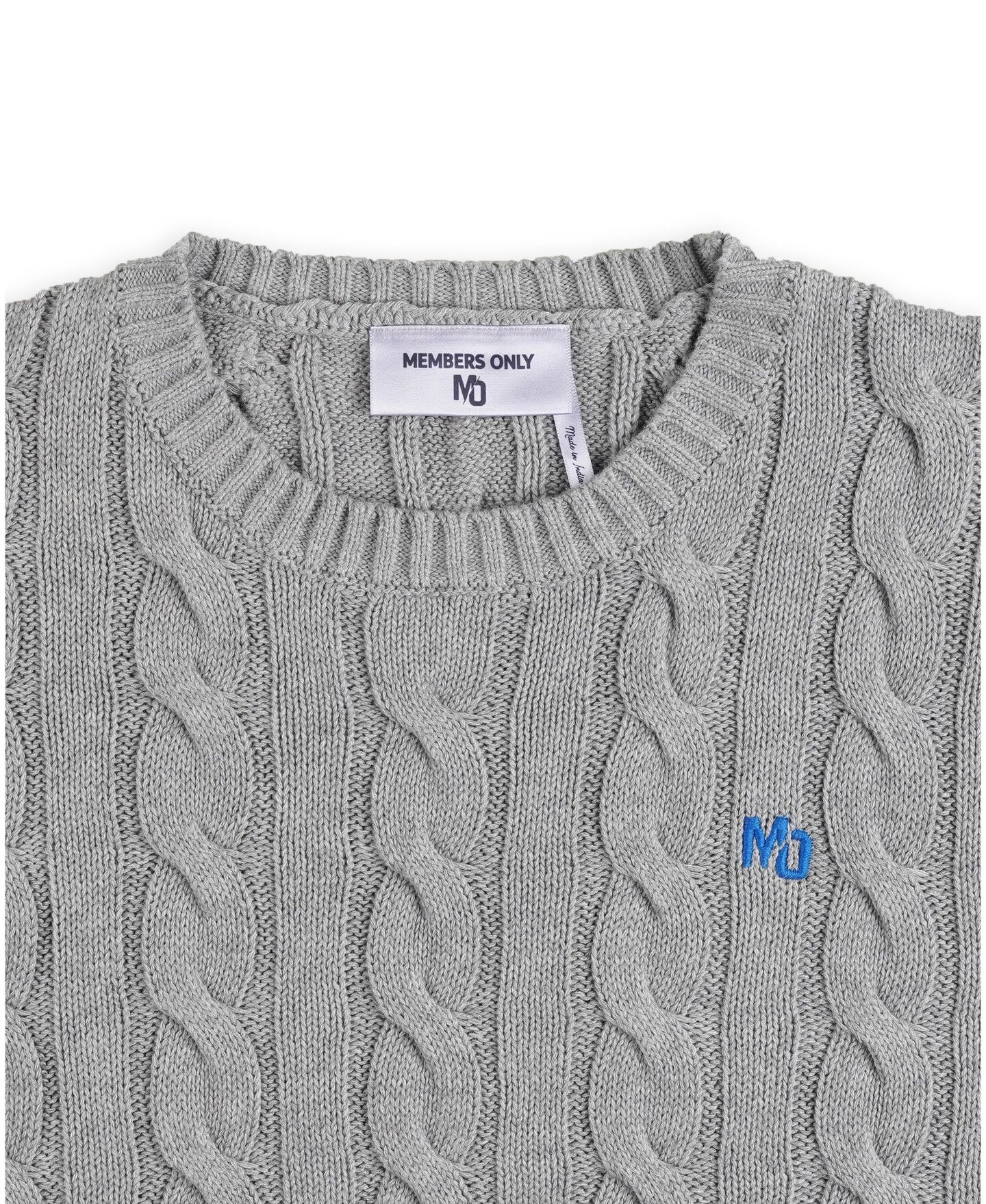 Мужской свитер Members Only Crew Neck Cable Knit, цвет: Серый — фото 7