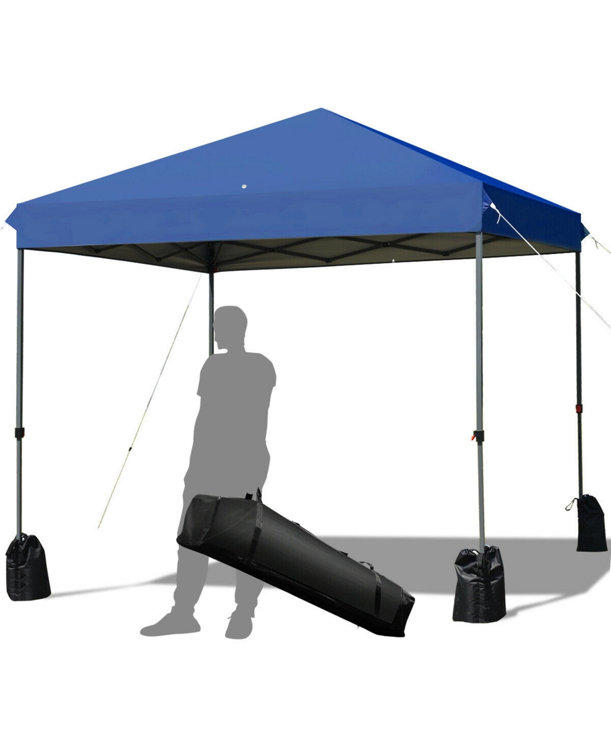 8x8 Ft Pop up Canopy Tent Shelter Wheeled Carry Bag 4 Canopy Sand Bag - Blue