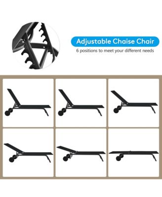 Patio Chaise Lounge Sling Armless back Adjustable Outdoor