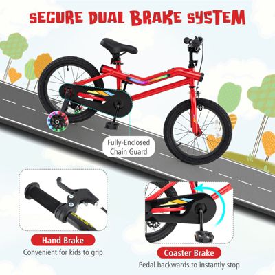 Kids Bike with LED Lights Adjustable Carbon Steel Bicycle