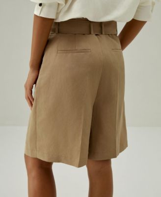 Women's Chic Silk-Linen Blend Bermuda Shorts