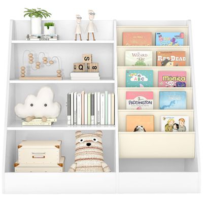 4-Tier Kids Bookshelf and Toy Storage Organizer with Anti-Tipping Kits for Safe