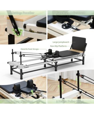 91" Adjustable Height Pilates Reformer – Piano Wire Springs, Jump Board, Foldable Design