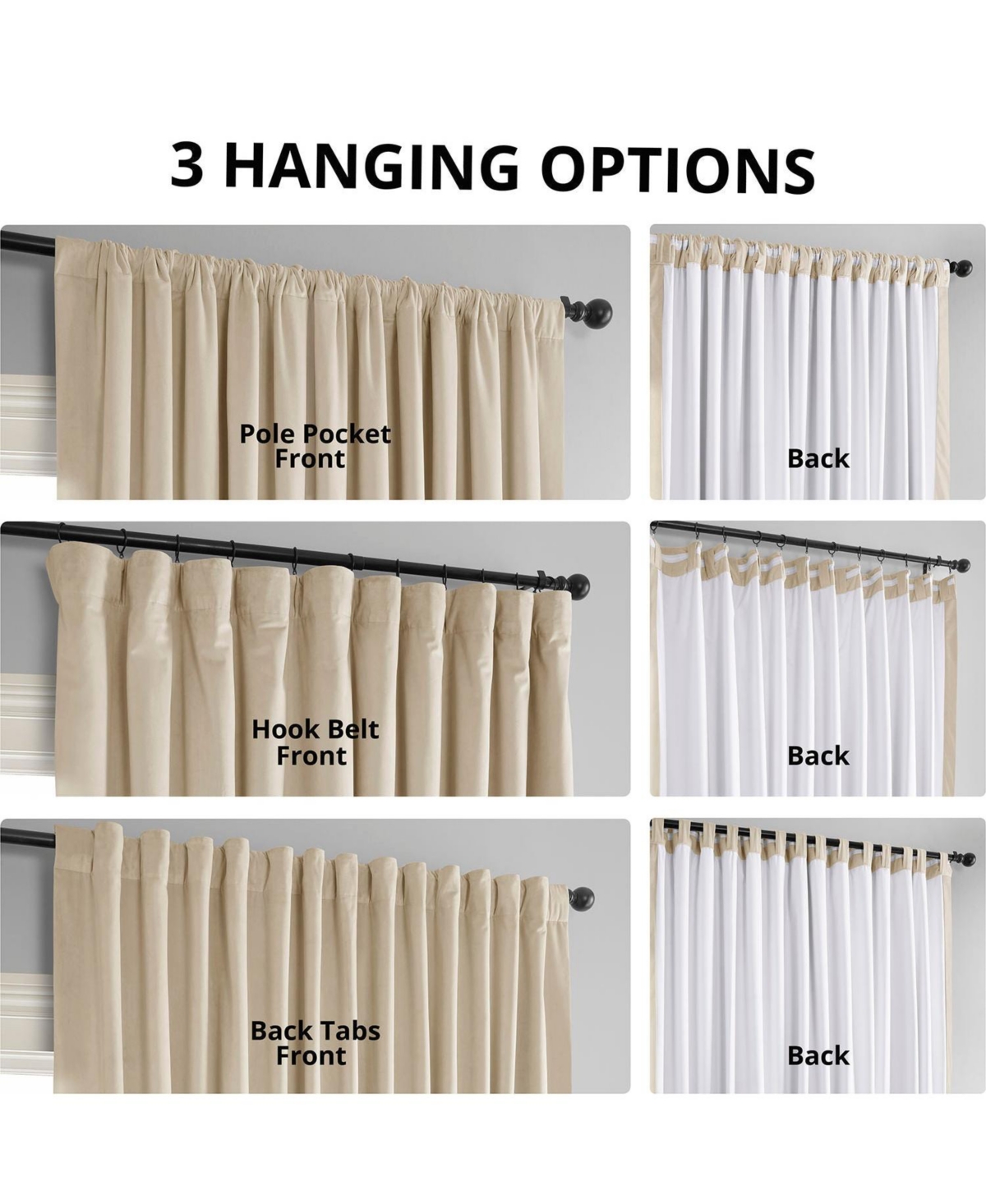 Half Price Drapes Ivory Signature Extra Wide Velvet Blackout Curtain