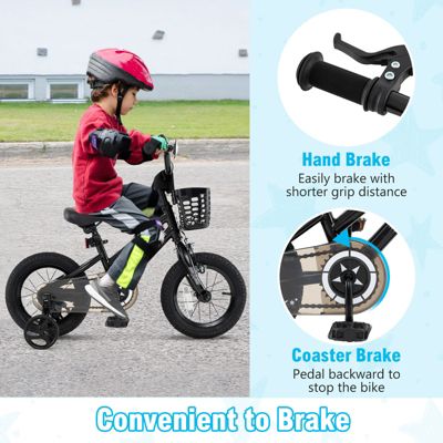 Kids Bike with Basket and Training Wheels for Children Aged 3-5 Years Old