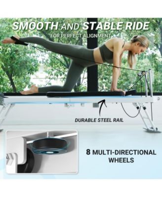 Foldable Reformer Pilates Machine for Home Use – Dual Resistance System (Springs & Cords), Includes Jump Board for Full-Body Home Workouts