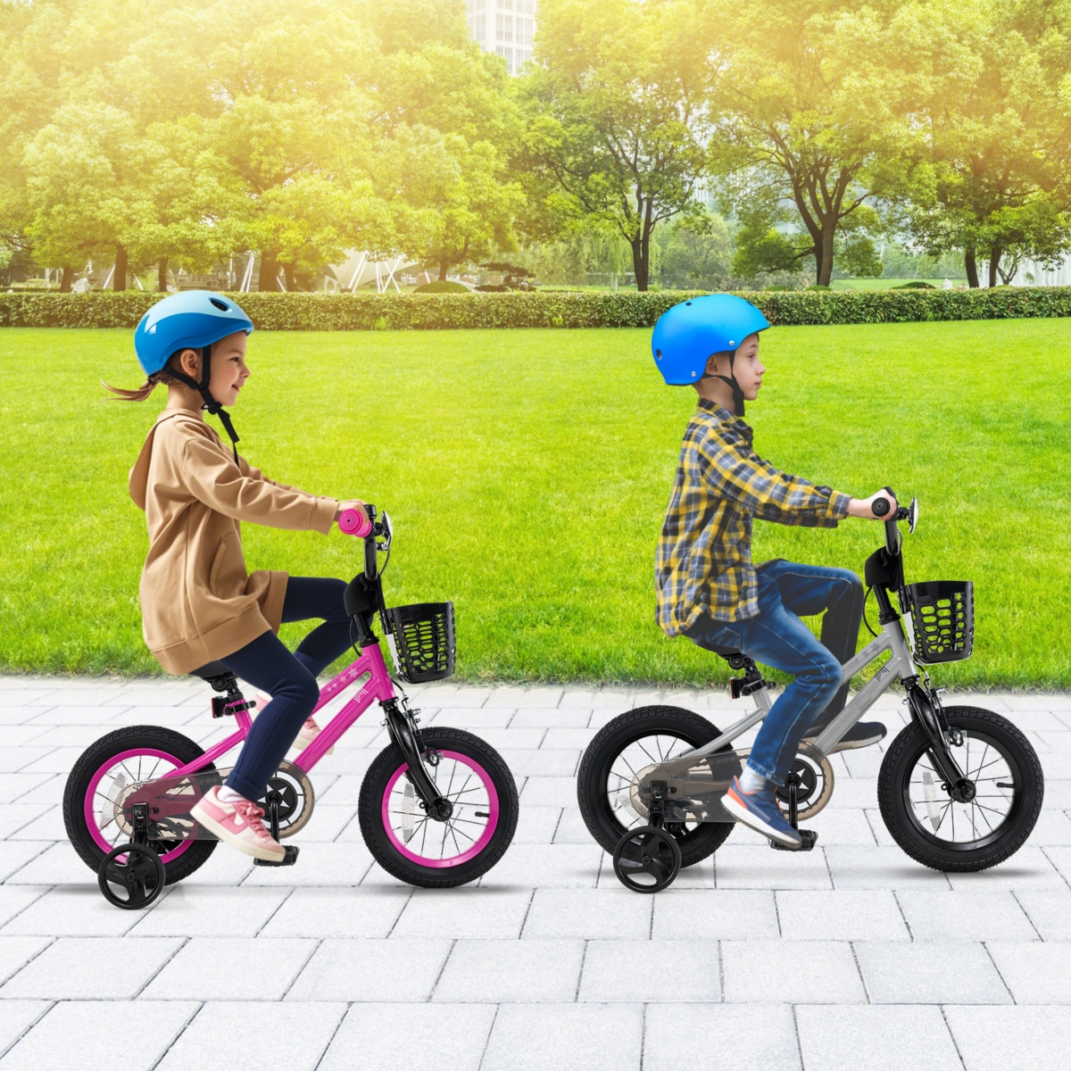 Kids Bike with Adjustable Seat and Transparent Chain Cover